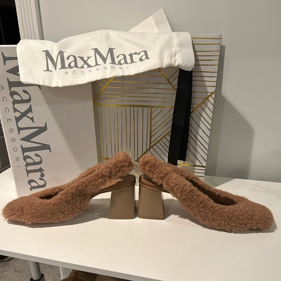 MaxMara Clarec Teddy Camel sling back heel - NEW IN BOX Size 39.5 - Picture 11 of 16